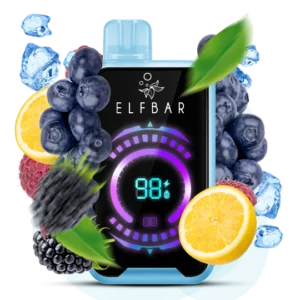 Blueberry Razz Lemon Elf Bar flavor blends blueberry and razz lemon.